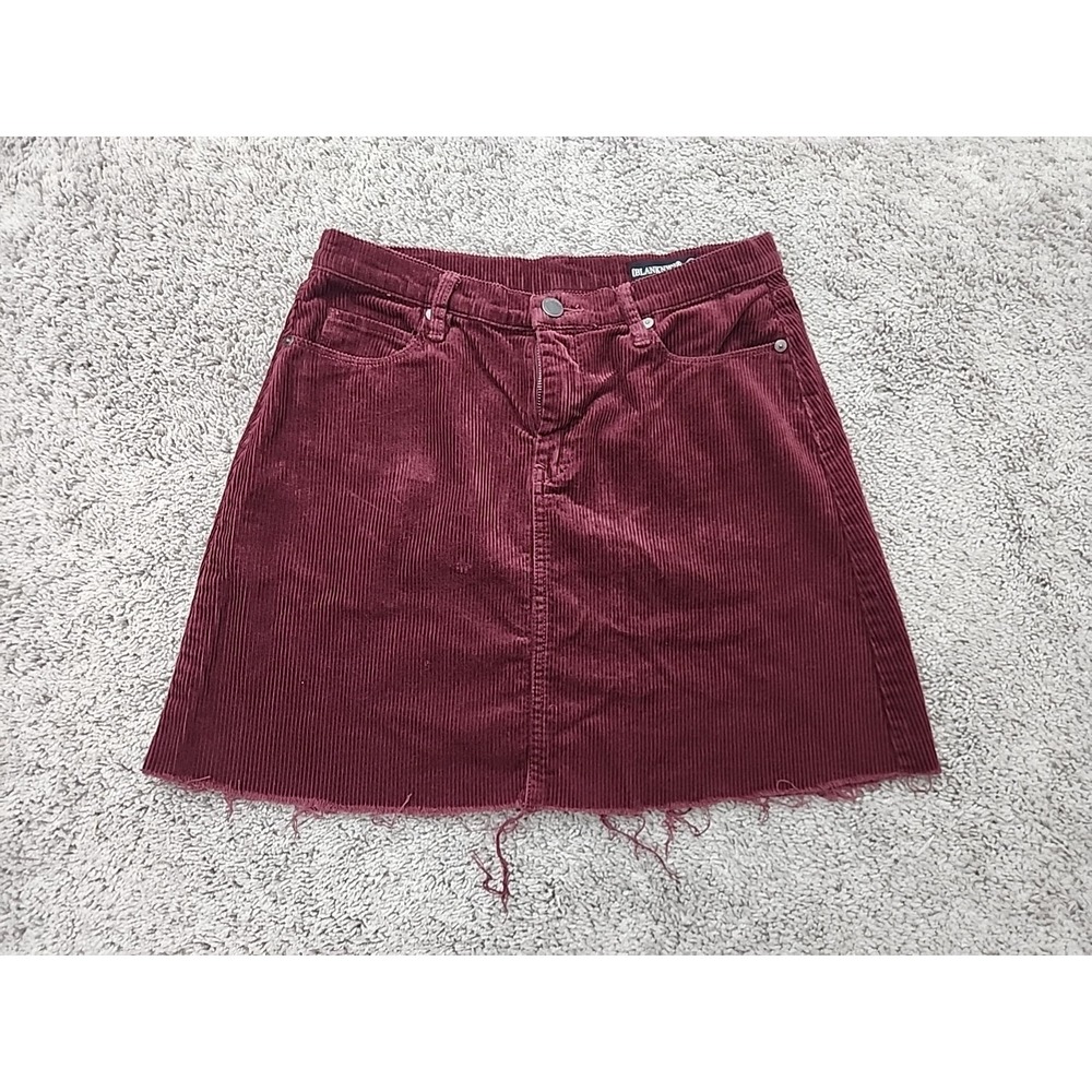 BLANKNYC Corduroy Mini Skirt Women's 27 Burgundy Raw Hem A-Line